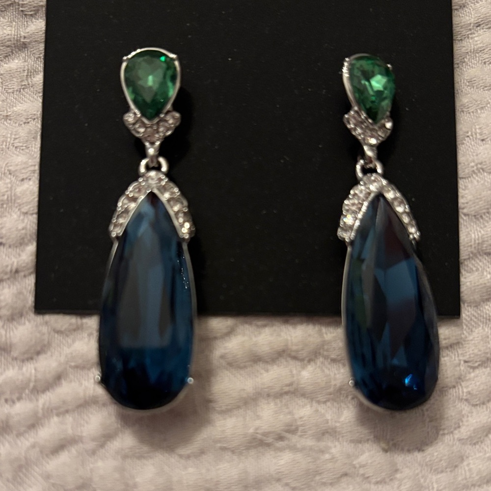 Givenchy Emerald and Sapphire Crystal Earrings - Picture 3 of 6